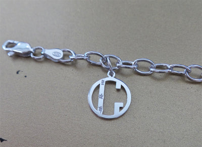 14K White Gold Charm with Sterling Silver Bracelet
