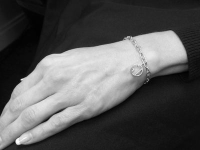 14K Rose Gold Charm with Sterling Silver Bracelet